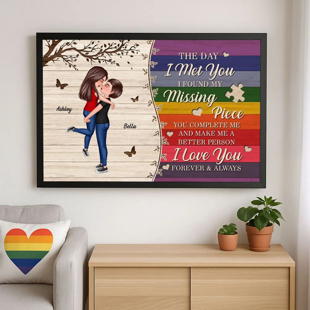 The Day I Met You Couple LGBT Personalized Poster, Pride Month Gift