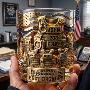 Legendary Police Dad Whiskey Glass – Personalized Gifts For Police Officer