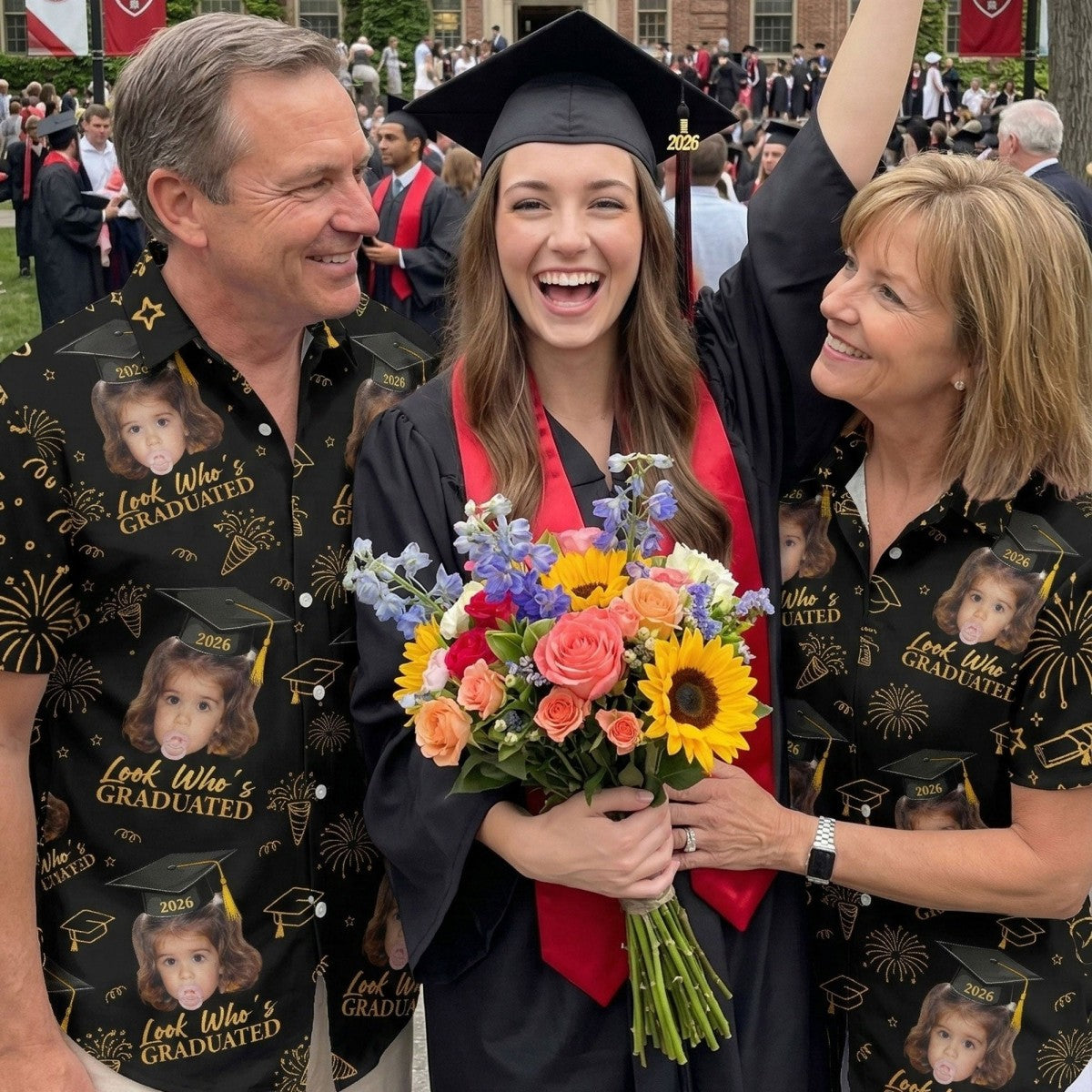Vintage Childhood Themed Personalized Hawaiian Shirt - Graduation Matching Shirt With Childhood Photo