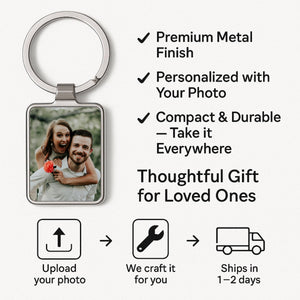 Personalized Photo Keychain Anniversary Gift, Unique Couples Gift