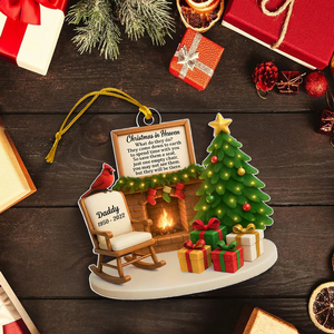 Christmas In Heaven Cardinal On Chair Personalized Acrylic Ornament Memorial Sympathy Gift