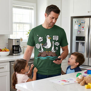 Funny Tired Seagull & Kids Custom Name - Personalized Shirt