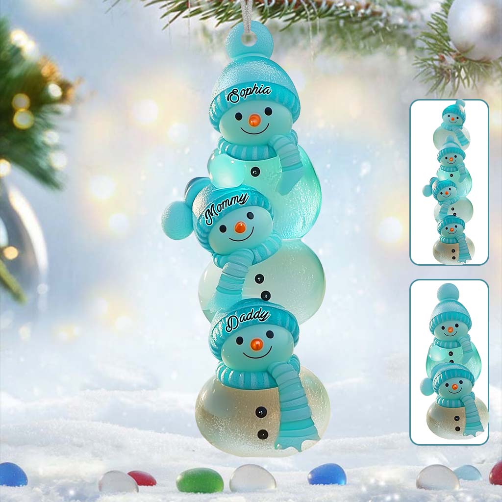 Snowman Family - Merry Christmas Personalized Family Ornament