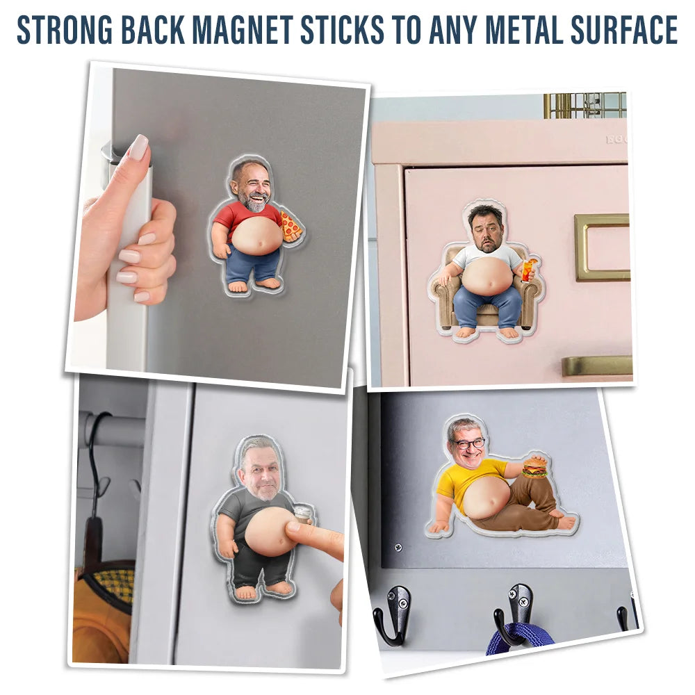 Custom Photo Poke Dad Bod Belly - Personalized Squishy Acrylic Fridge Magnet