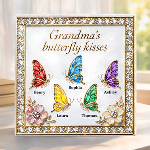 Grandma's Butterfly Kisses - Personalized Acrylic Block Plaque, Mother's Day Gift