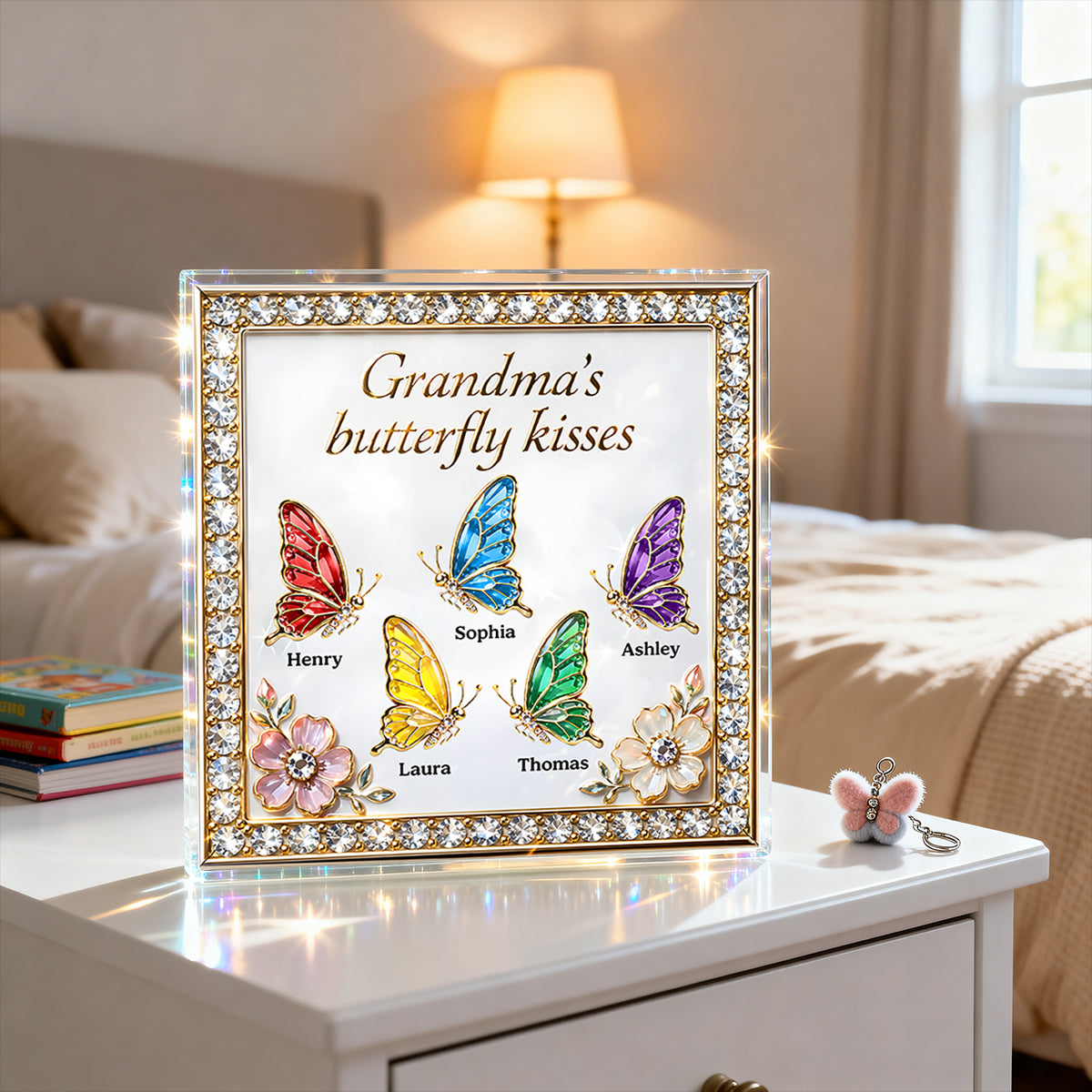 Grandma's Butterfly Kisses - Personalized Acrylic Block Plaque, Mother's Day Gift