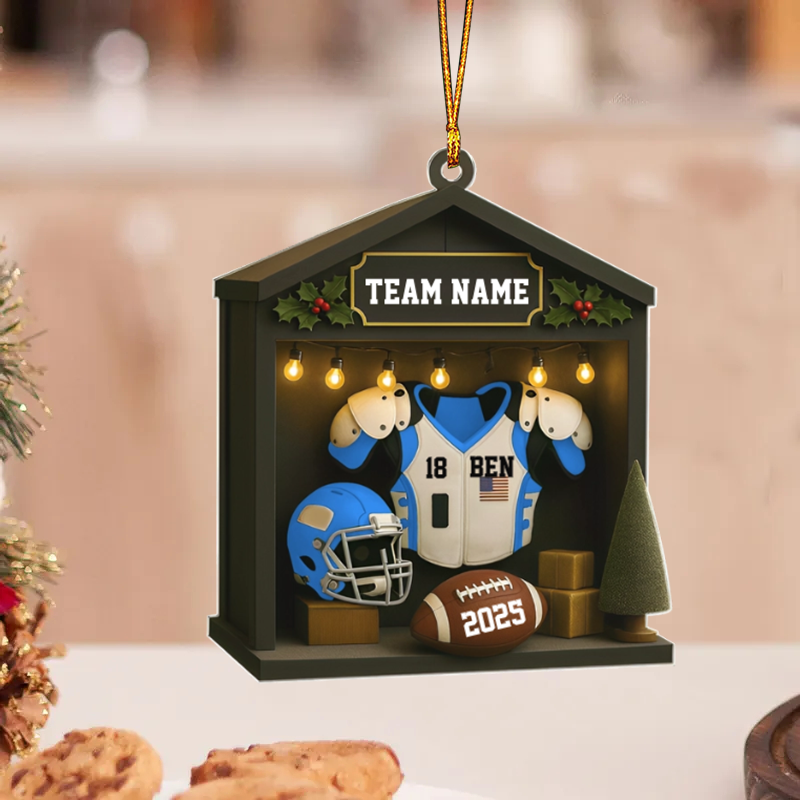 Personalized American Football Christmas House Ornament