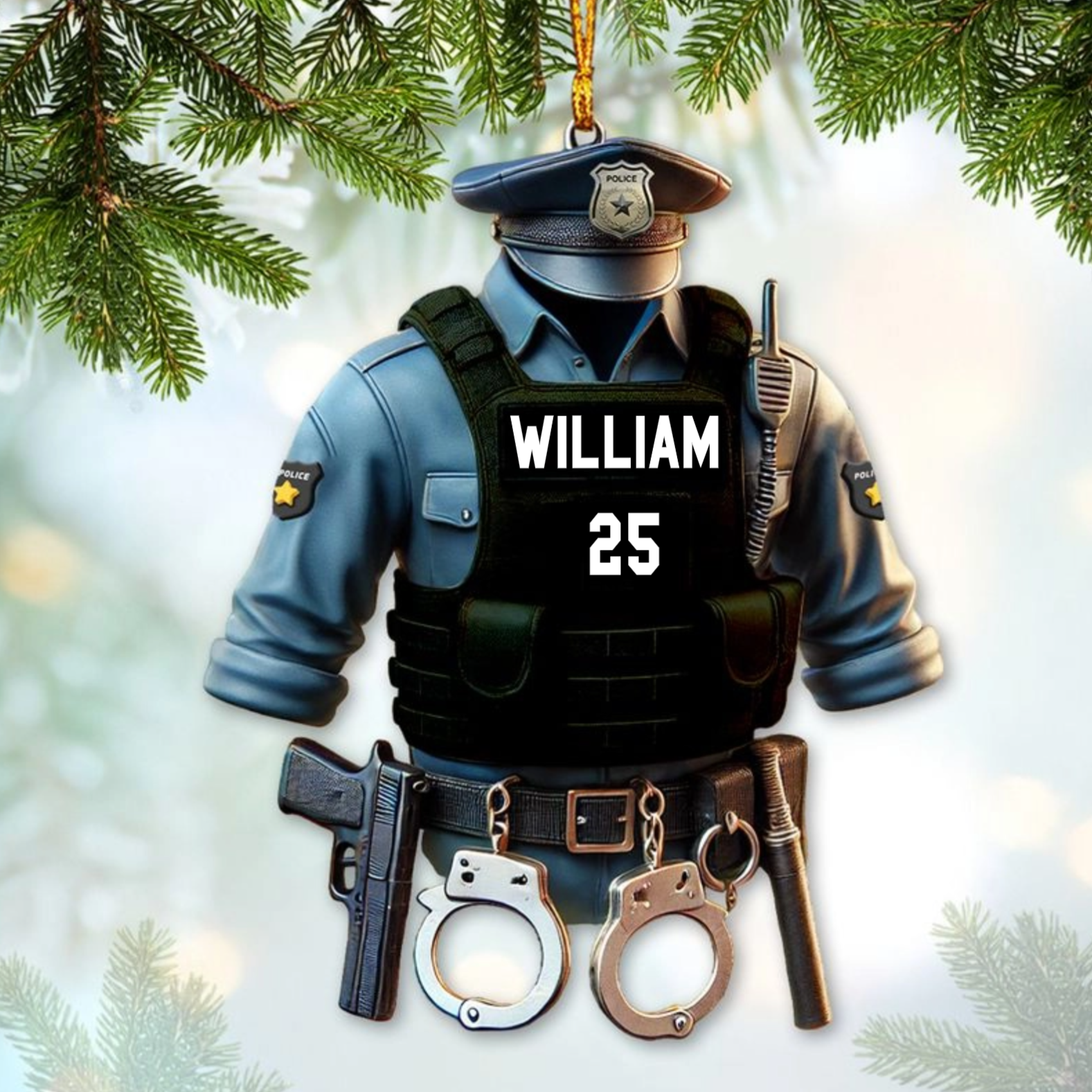 Police Uniform - Personalized Ornament Christmas Gift for Police