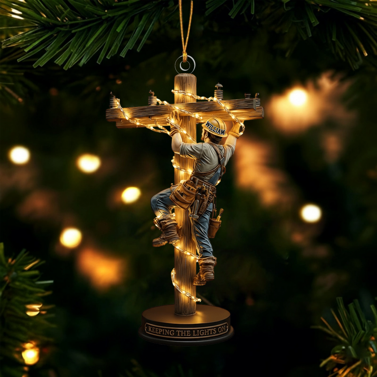 Keeping The Lights On - Personalized Lineman Custom Shaped Ornament
