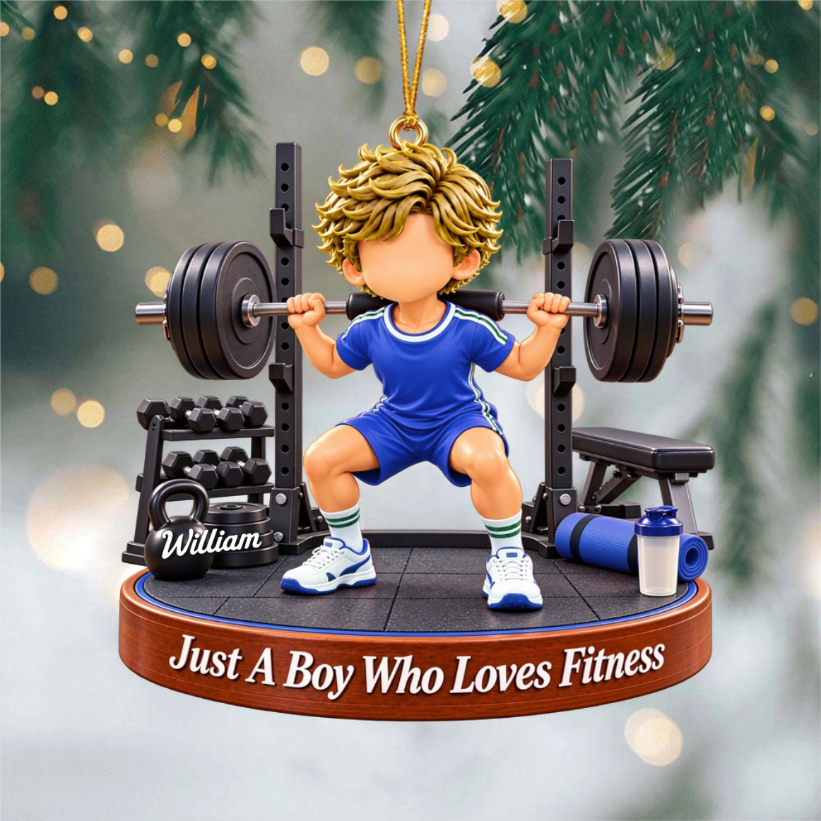 Just A Boy Who Loves Fitness - Personalized Christmas Ornament Gift for Fitness Lover