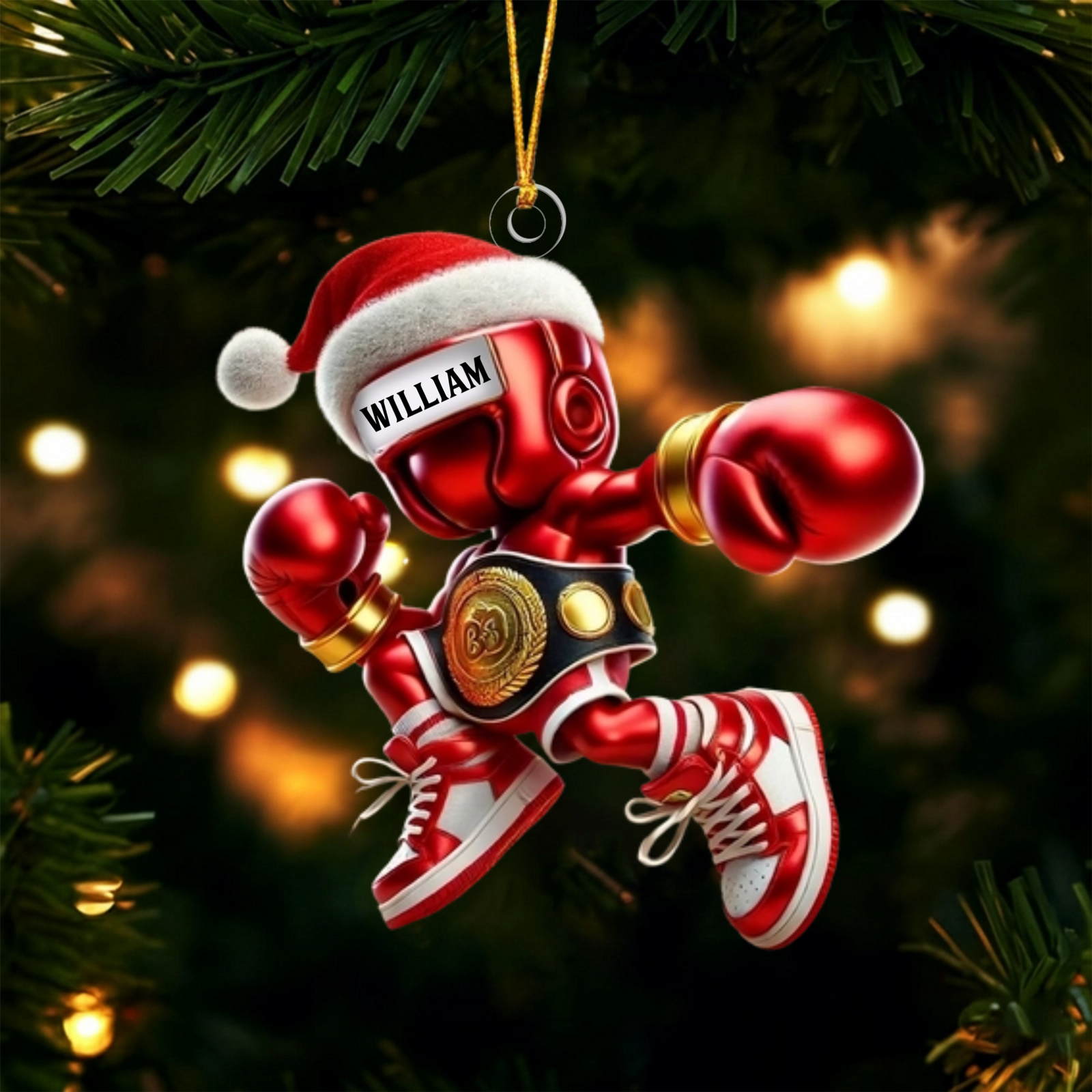 Personalized Name Boxing Ornament, Boxing Lover Christmas Gift