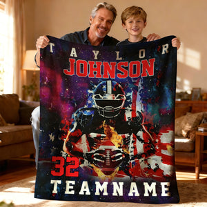 Custom Any Name And Number - Personalized American Football Blanket
