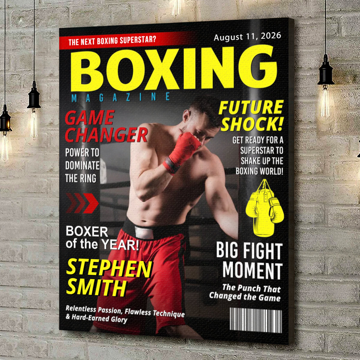 Personalized Boxing Gift For Men – Custom Magazine Cover Canvas For Boxing Lovers, Coaches & Retirement