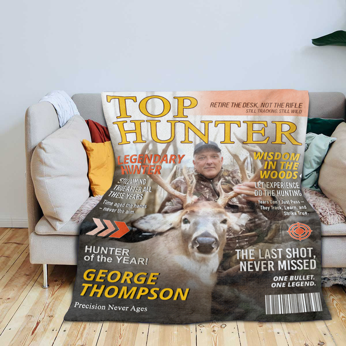Custom Retirement Hunting Magazine Cover Blanket, Gifts for Retired Hunters, Hunting Dad Gift, Grandpa Hunting Gift