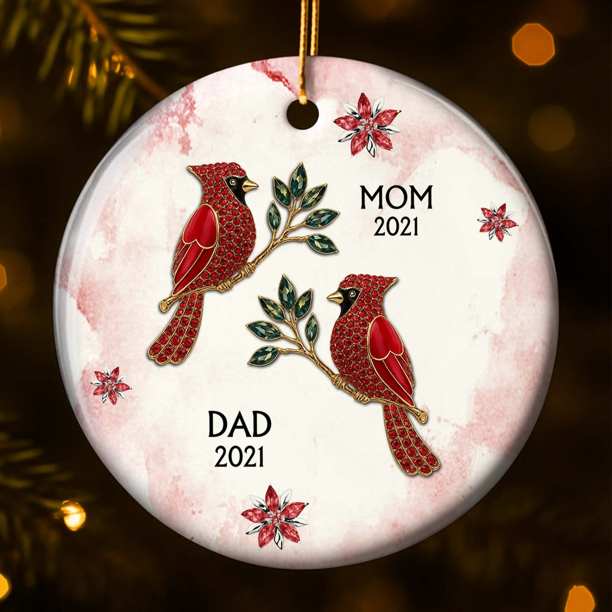 The Love And Memories With Birds And Flowers - Personalized Ceramic Ornament Gift For Family Members