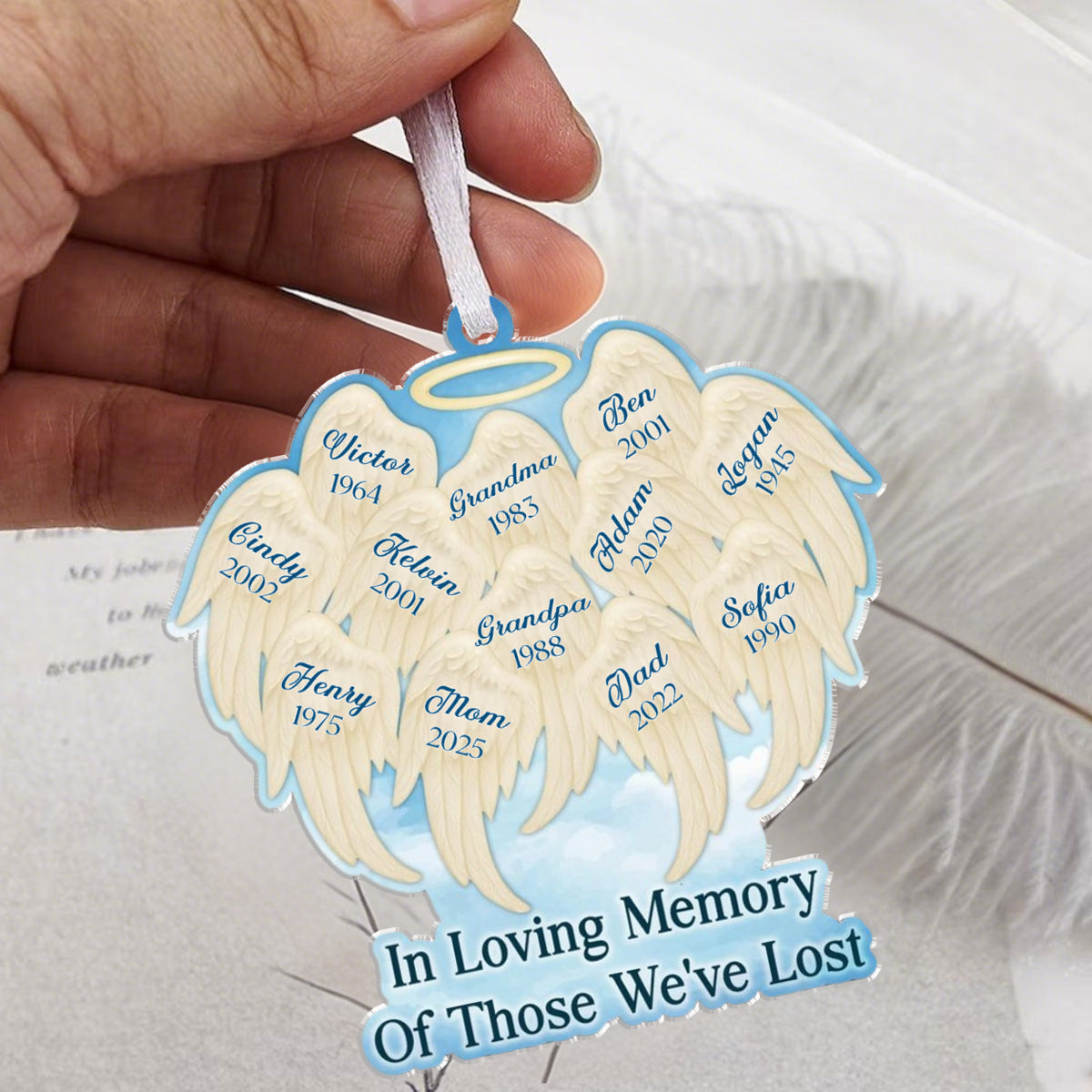In Loving Memory Of Those We've Lost - Personalized Angel Wings Acrylic Ornament, Gift For Family And Relatives