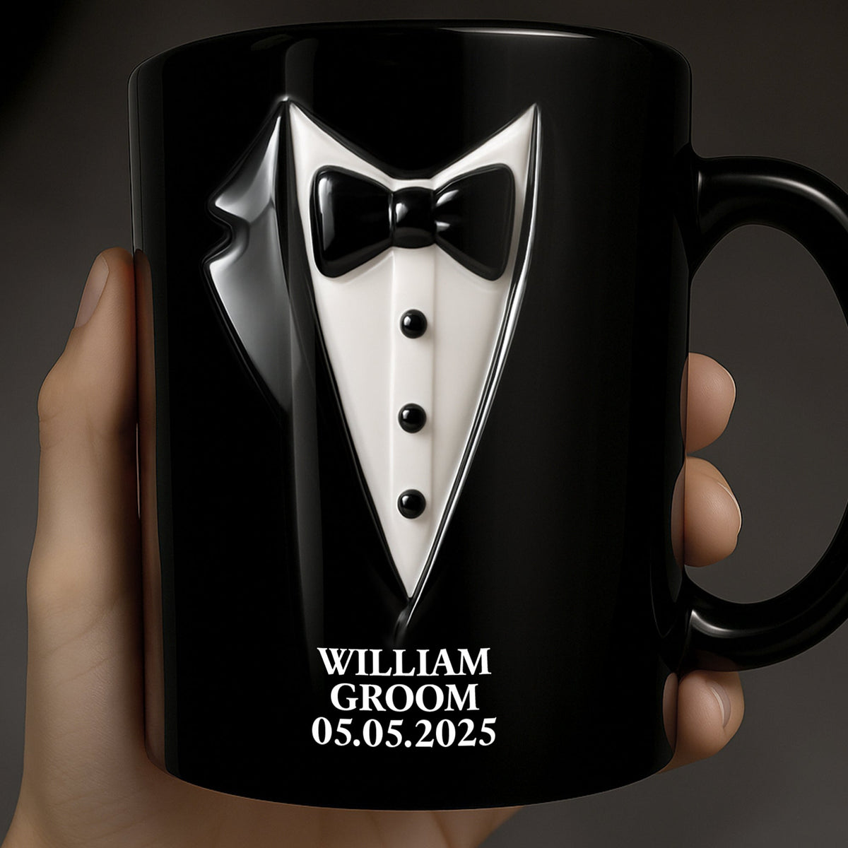 Elegant Groom Suit Bride Dress Design, Personalized Custom Coffee Mug, Gift For Couple