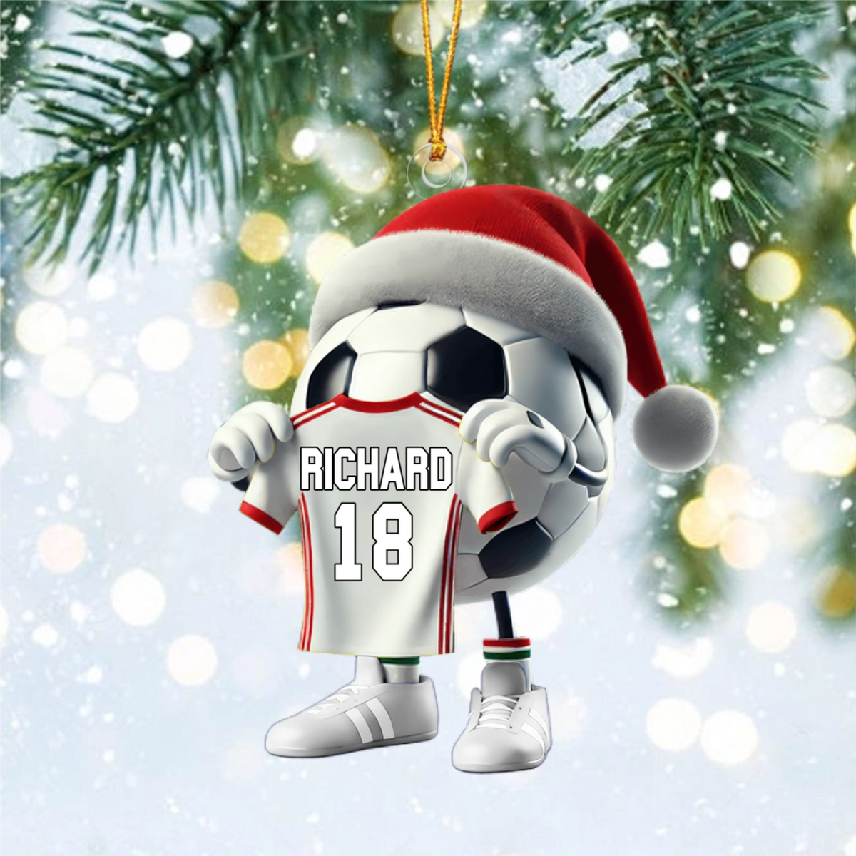 Custom Name Soccer Ornament, Soccer Lover Personalized Christmas Gift