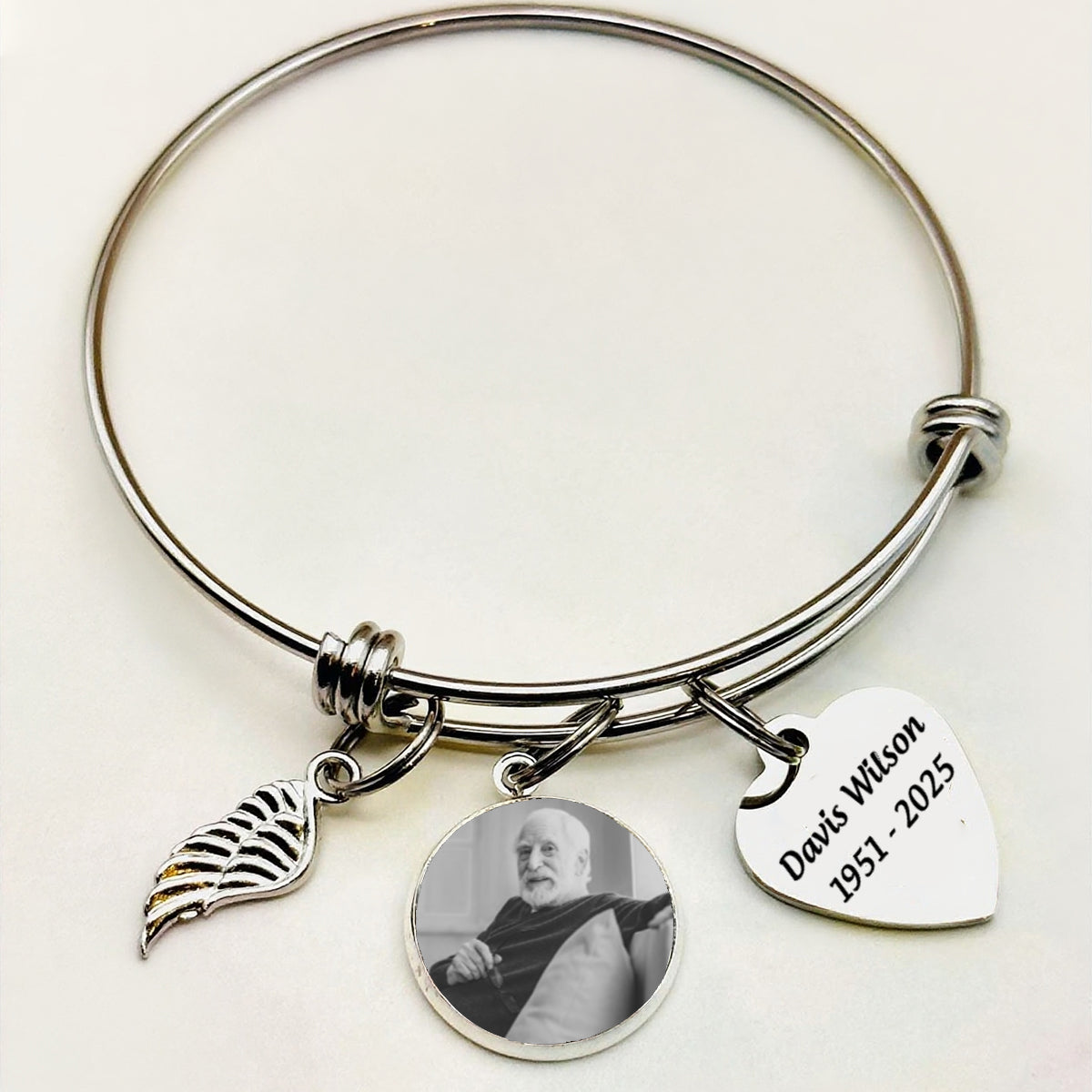 In Loving Memory Personalized Heart Charm Memorial Bracelet