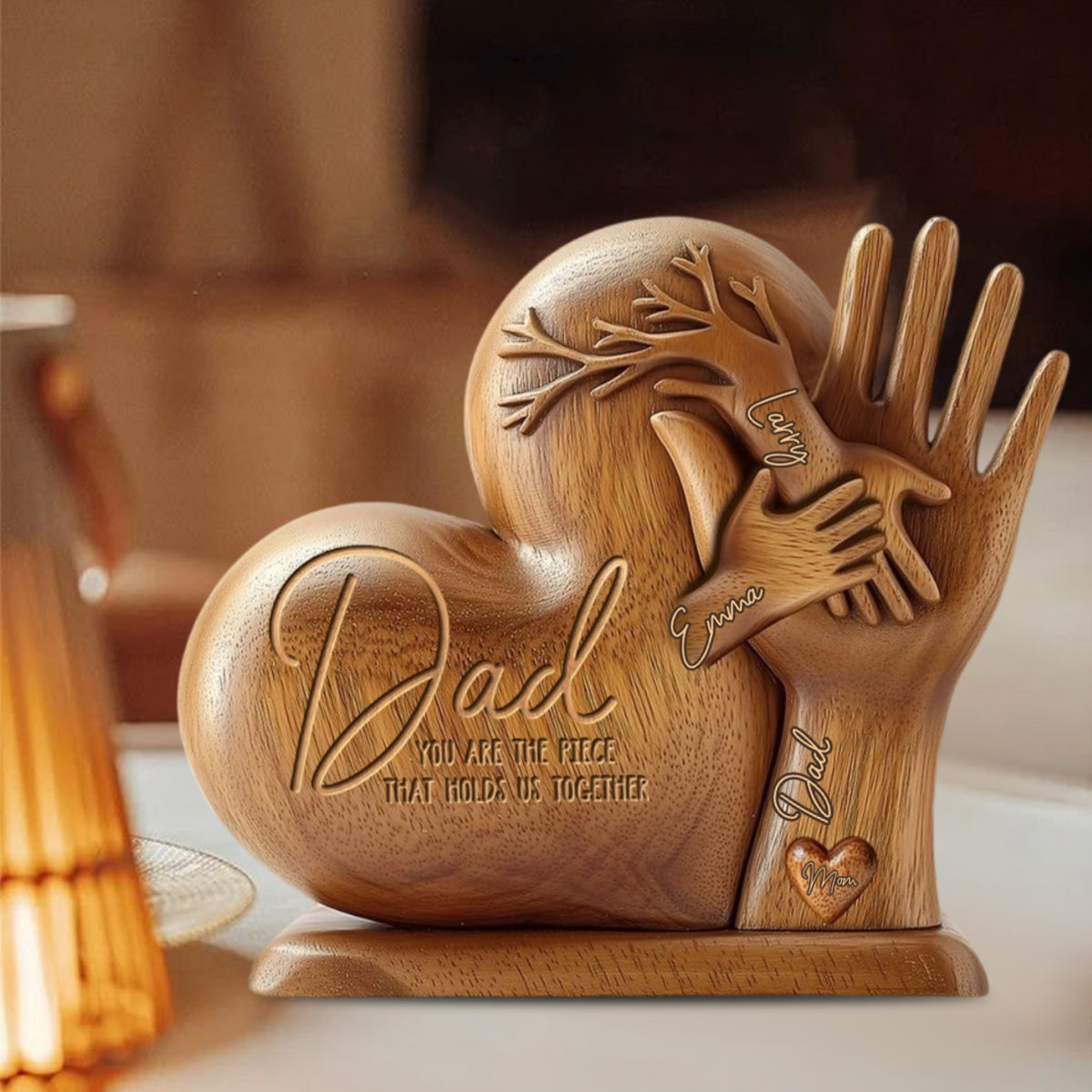 Dad You Are The Piece That Holds Us Together - Personalized Father Heart Shaped Acrylic Plaque