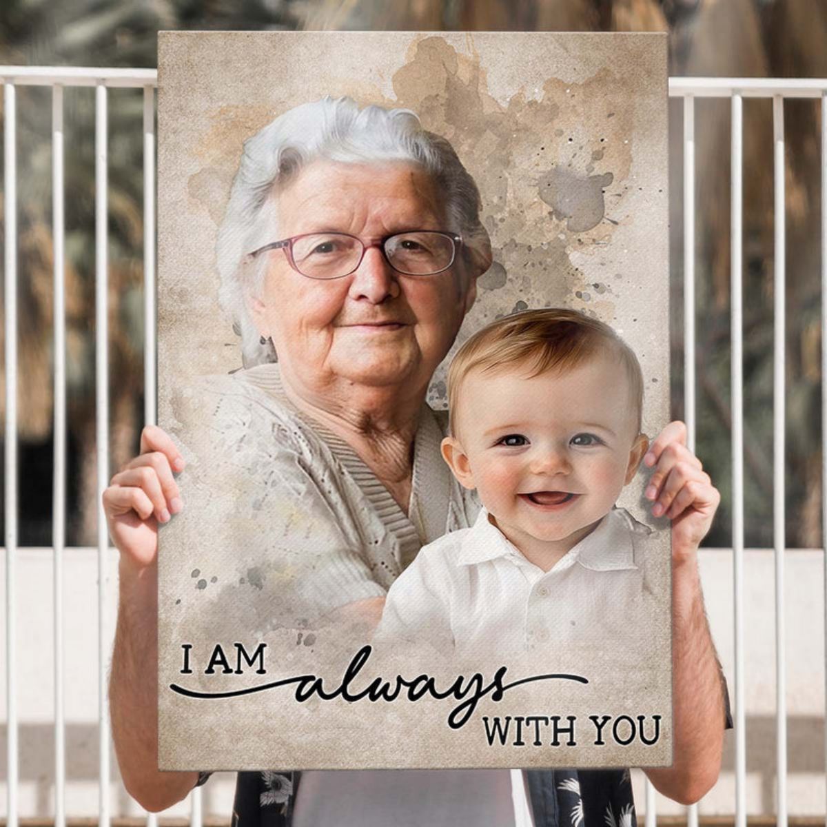 Add Loved One to Photo Custom Canvas Poster - Personalized Memorial Gift for Dad Mom