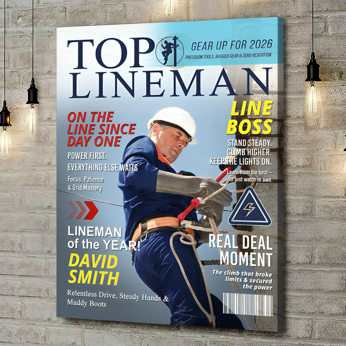 Personalized Lineman Magazine Cover, Custom Powerline Worker Gift, Birthday, Retirement & Utility Worker Keepsake