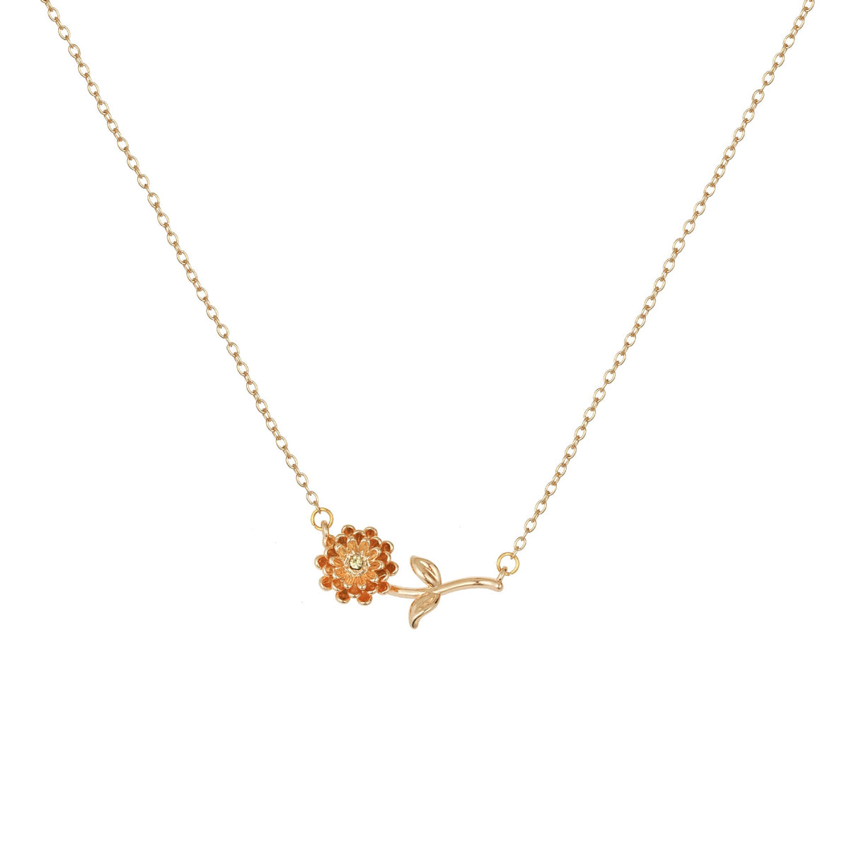 Birth Flower Necklace - Dainty Horizontal Flower Charm