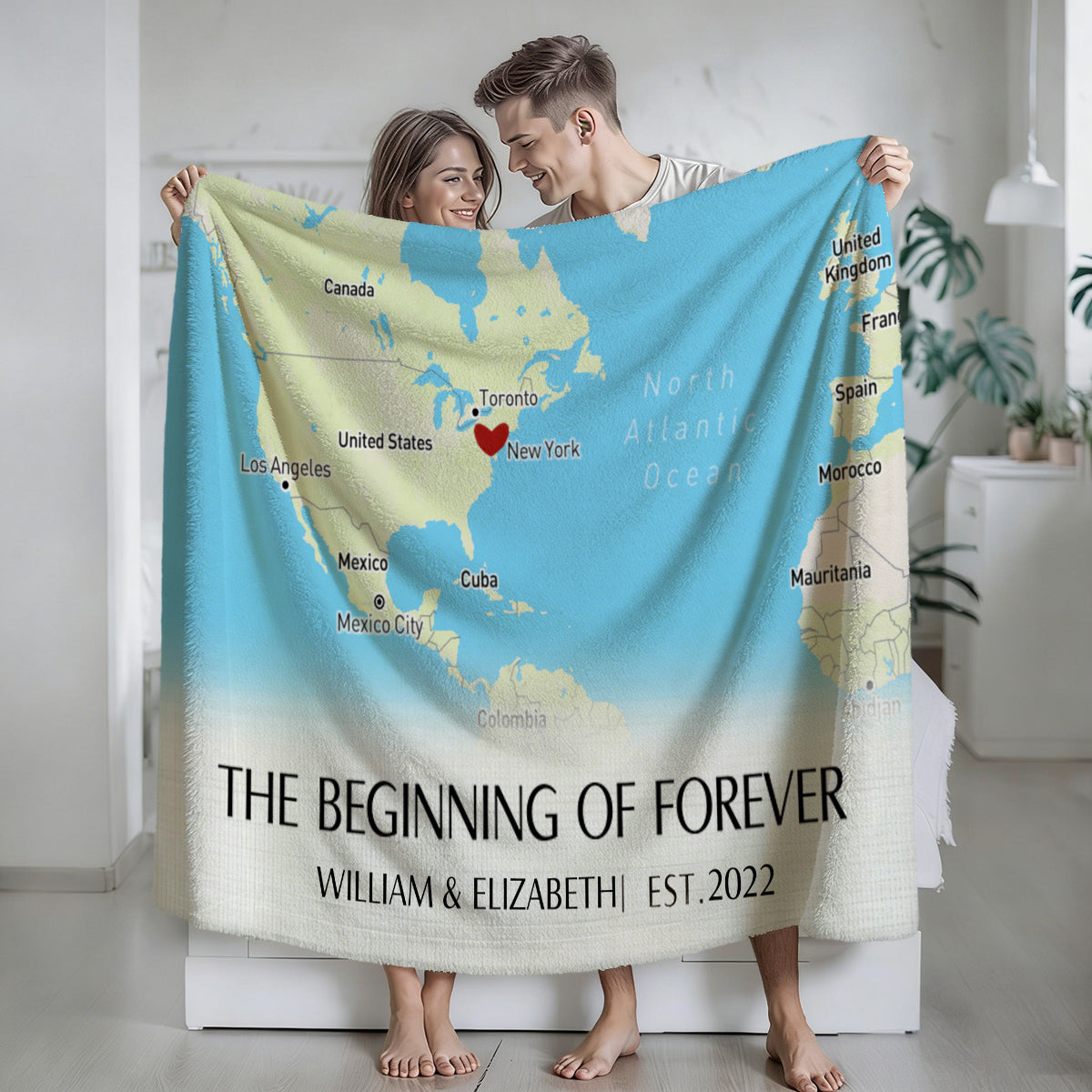 Where It All Began - Couple Personalized Custom Horizontal Blanket - Gift For Husband Wife, Anniversary