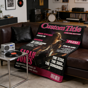 Personalized Singer Magazine Cover Blanket,  Singer Gift, Cool Gift For Music Lover, Karaoke Gift