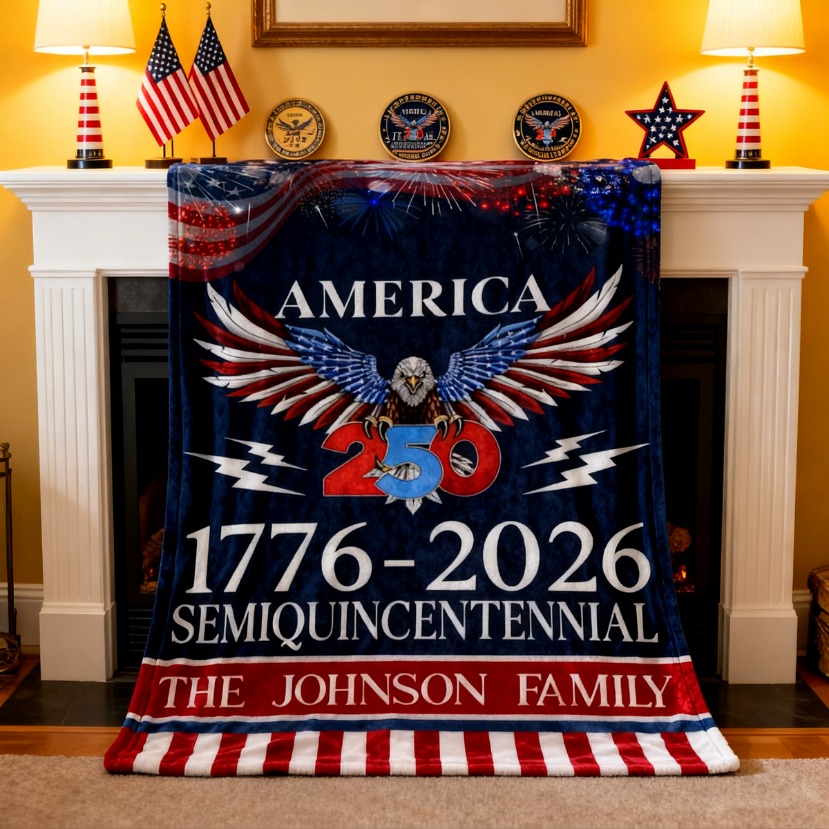 250 Years America Semiquincentennial Personalized Blanket