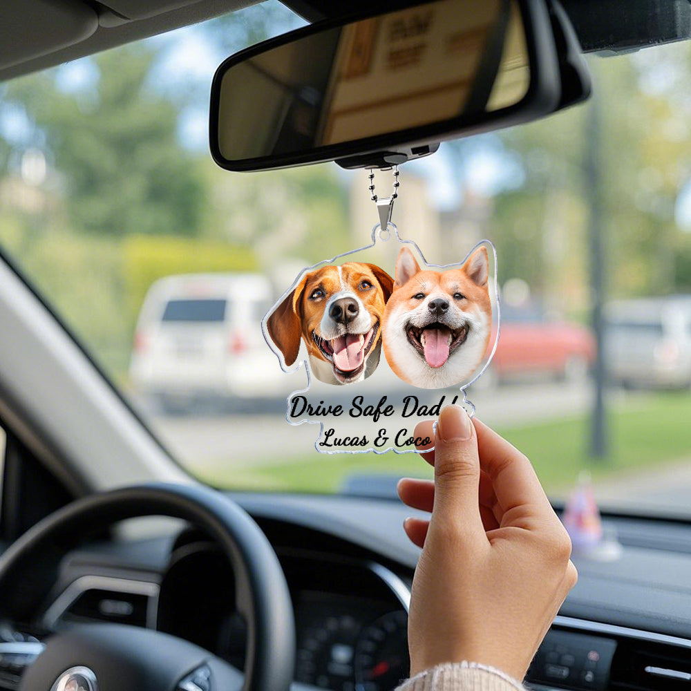 Hanging Dog Photo Personalized Acrylic Car Ornament Gift For Pet Lovers