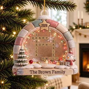 "Our Family" – Personalized Crossword Puzzle Art Ornament | Gift For Family Lovers