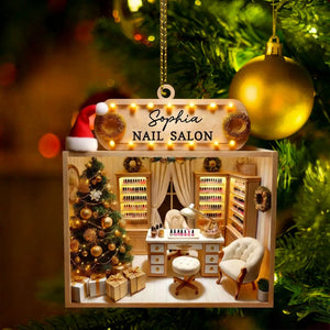 Personalized Custom Name Nail Salon Ornament, Nail Salon Christmas Decoration