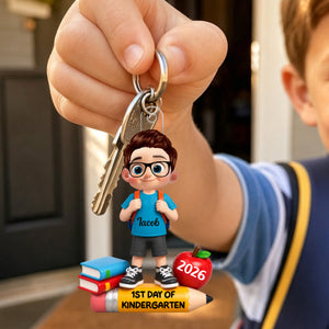 Personalized 1st Day Of Kindergarten Acrylic Keychain – Back To School & Christmas Keepsake For Kids