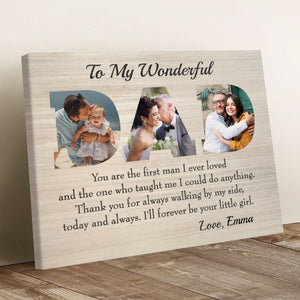 To My Wonderful Dad Custom Letter Photo Collage Father’s Day Canvas from Daughter