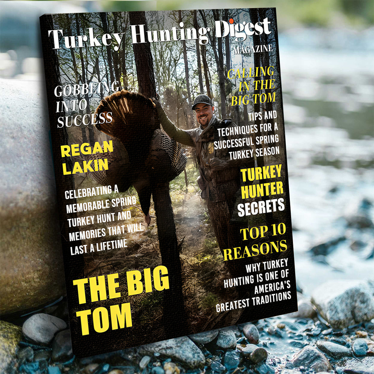 Turkey Hunting Digest Personalized Canvas, Custom Photo Turkey Hunter Magazine Cover