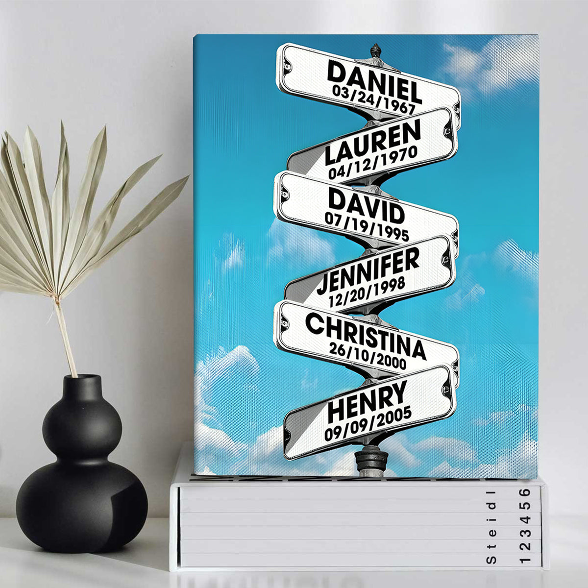Father's Day Gift For Dad & Grandpa – Personalized Blended Family Names Street Sign Canvas Print