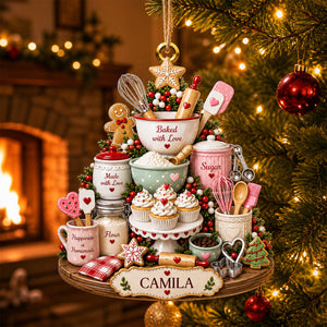 Baked With Love, Personalized Christmas Ornament, Gift For Baking Lovers