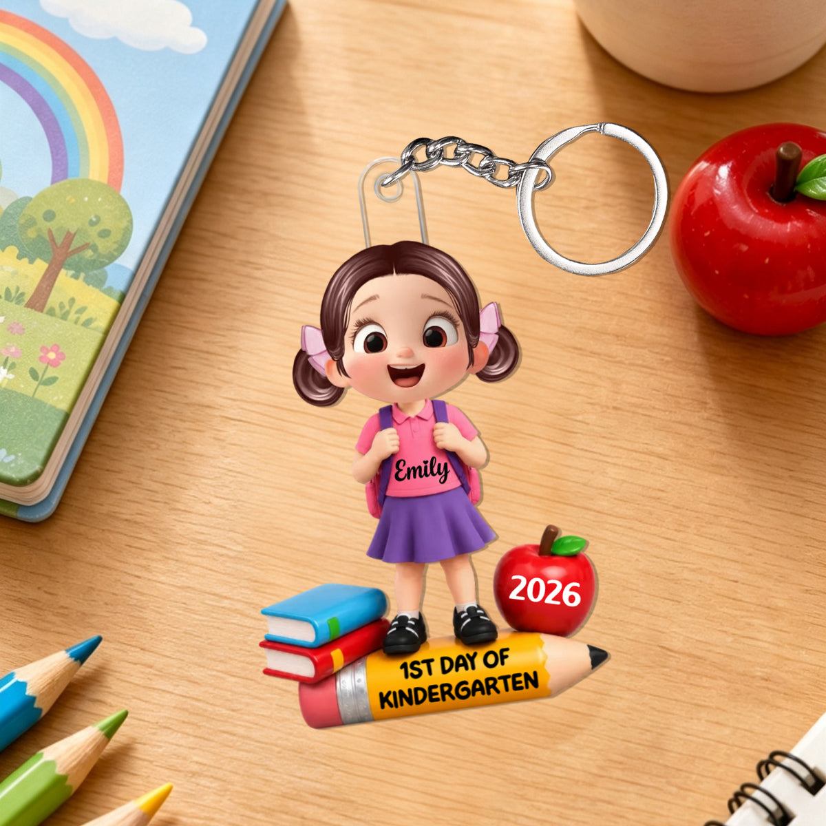Personalized 1st Day Of Kindergarten Acrylic Keychain – Back To School & Christmas Keepsake For Kids