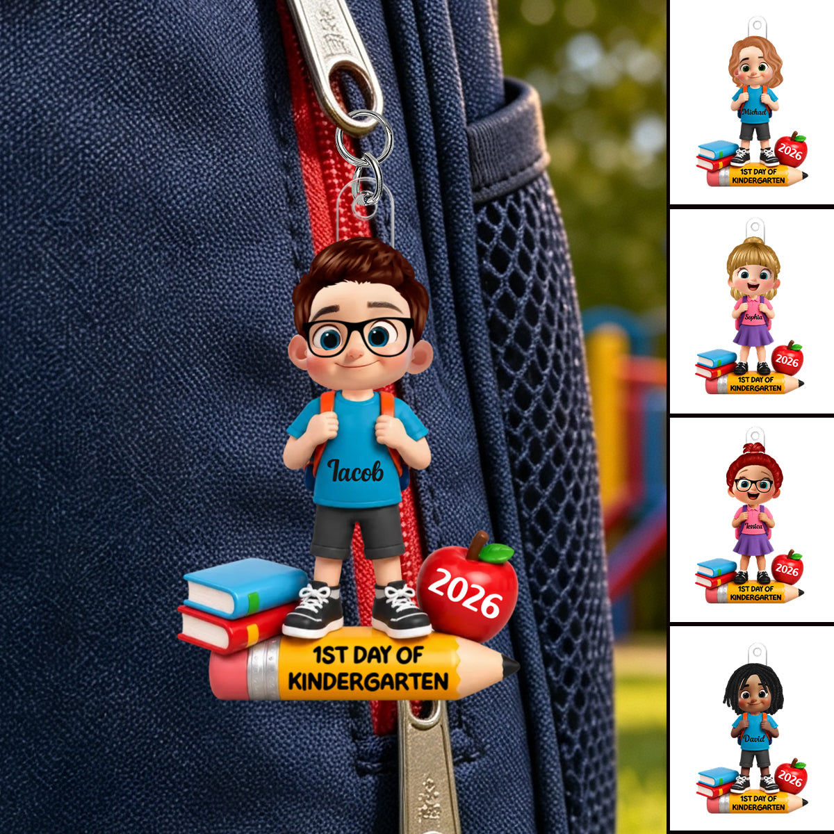 Personalized 1st Day Of Kindergarten Acrylic Keychain – Back To School & Christmas Keepsake For Kids