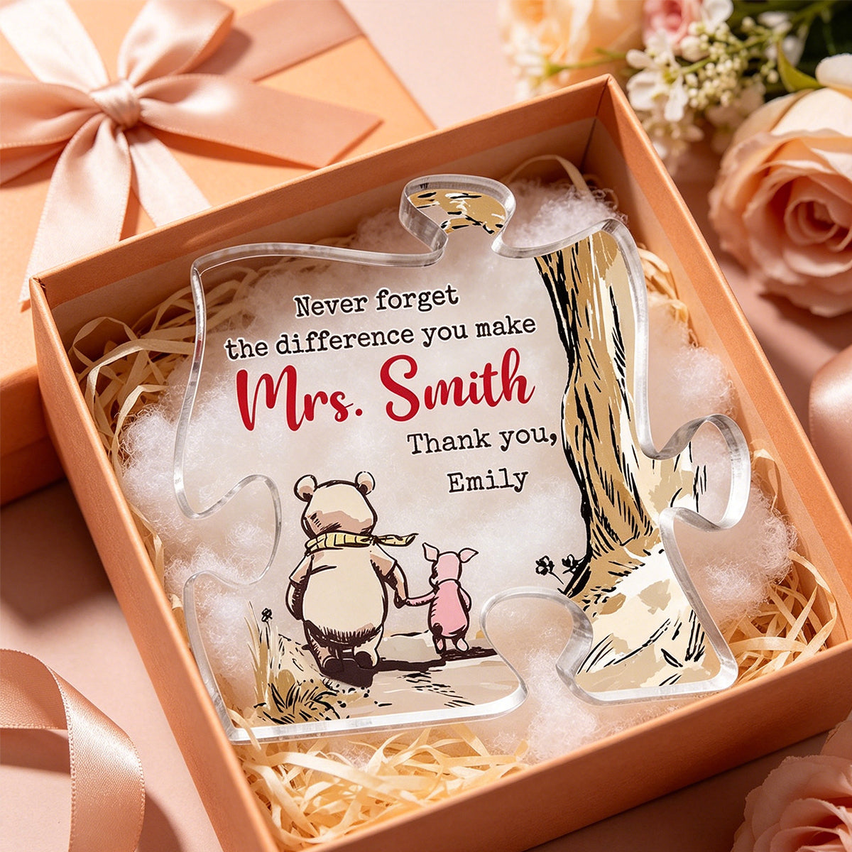 Custom Puzzle Shaped Acrylic Plaque - Personalized Graduation Gifts For Teachers - You Helped Me Grow