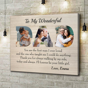 To My Wonderful Dad Custom Letter Photo Collage Father’s Day Canvas from Daughter