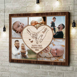 Personalized New Dad Photo Collage Canvas Poster – 1st Father's Day Gift – Custom Baby Dad Holding Hands Print – First Time Dad Gift from Baby