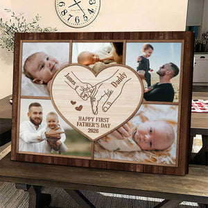Personalized New Dad Photo Collage Canvas Poster – 1st Father's Day Gift – Custom Baby Dad Holding Hands Print – First Time Dad Gift from Baby
