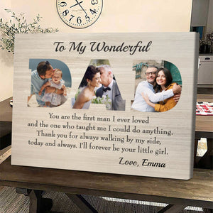 To My Wonderful Dad Custom Letter Photo Collage Father’s Day Canvas from Daughter
