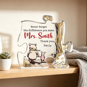 Custom Puzzle Shaped Acrylic Plaque - Personalized Graduation Gifts For Teachers - You Helped Me Grow