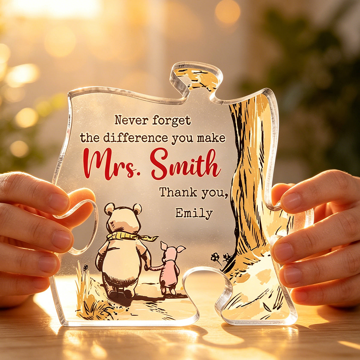 Custom Puzzle Shaped Acrylic Plaque - Personalized Graduation Gifts For Teachers - You Helped Me Grow