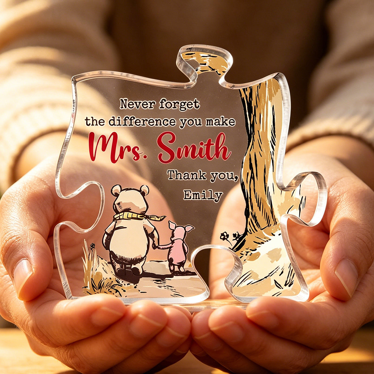 Custom Puzzle Shaped Acrylic Plaque - Personalized Graduation Gifts For Teachers - You Helped Me Grow