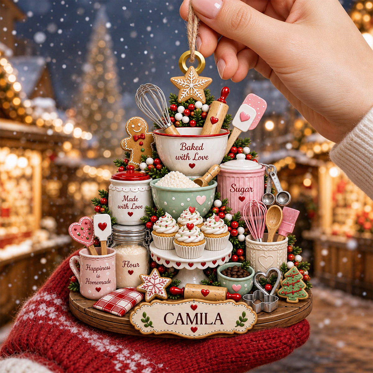 Baked With Love, Personalized Christmas Ornament, Gift For Baking Lovers