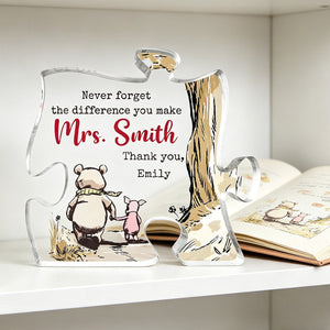 Custom Puzzle Shaped Acrylic Plaque - Personalized Graduation Gifts For Teachers - You Helped Me Grow